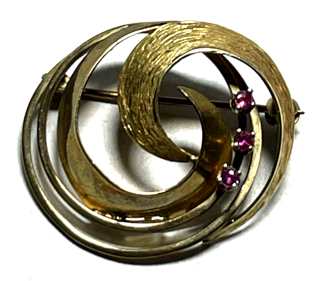 Elegante 333 Gold 8 K Gold Brosche Anstecknadel 3 x Rubin 4,23 Gr. Juwelier4