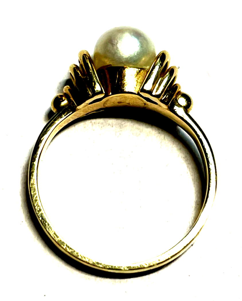 Solider Klassiker 585 Gold 14 K Ring 17,5 mm RG 55 Natur Perle Juwelier 4,25 Gr.9