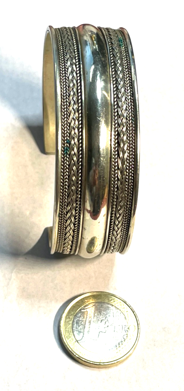Unisex Ethno Style 925 Silber solider Armreif Armspange 23 mm breit flexibel7