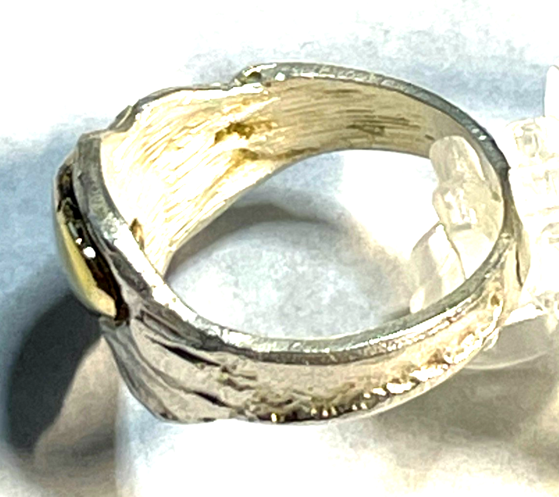 Solider 925 MP Silber Ring Ø 18,1 mm RG 57  Bandring teilvergoldet Handarbeit1