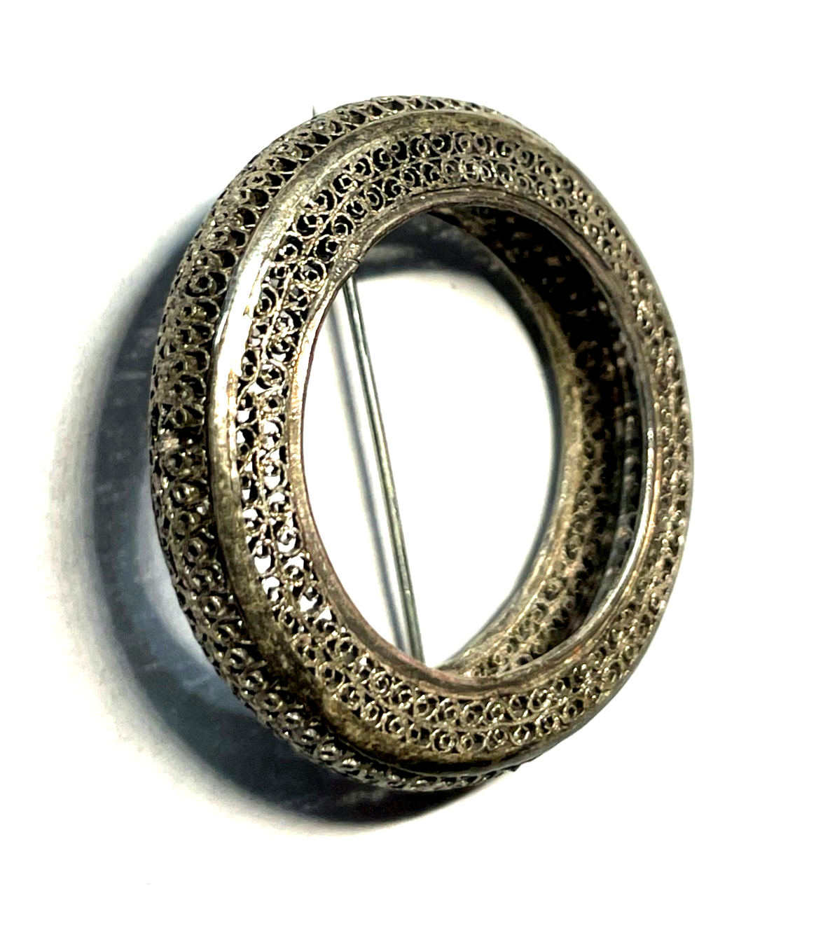 Antik edle Sterling Filigransilber Brosche Anstecknadel feinste Handarbeit5