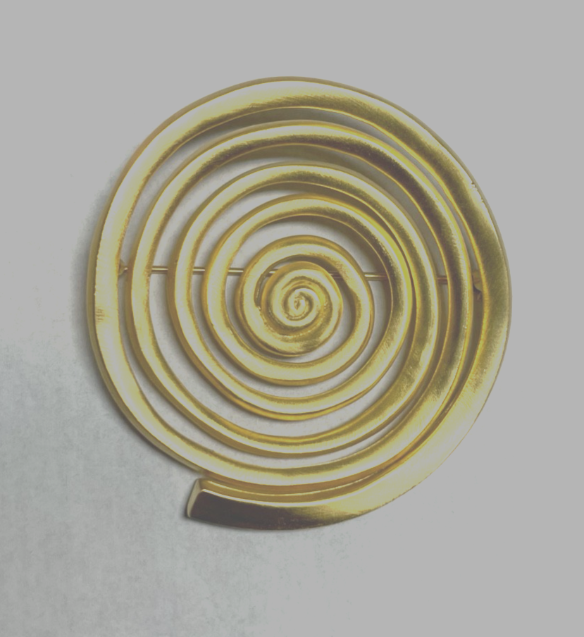 Große Replik imposante Spiralbrosche keltisch Unendlichkeit Brosche matt Gold3