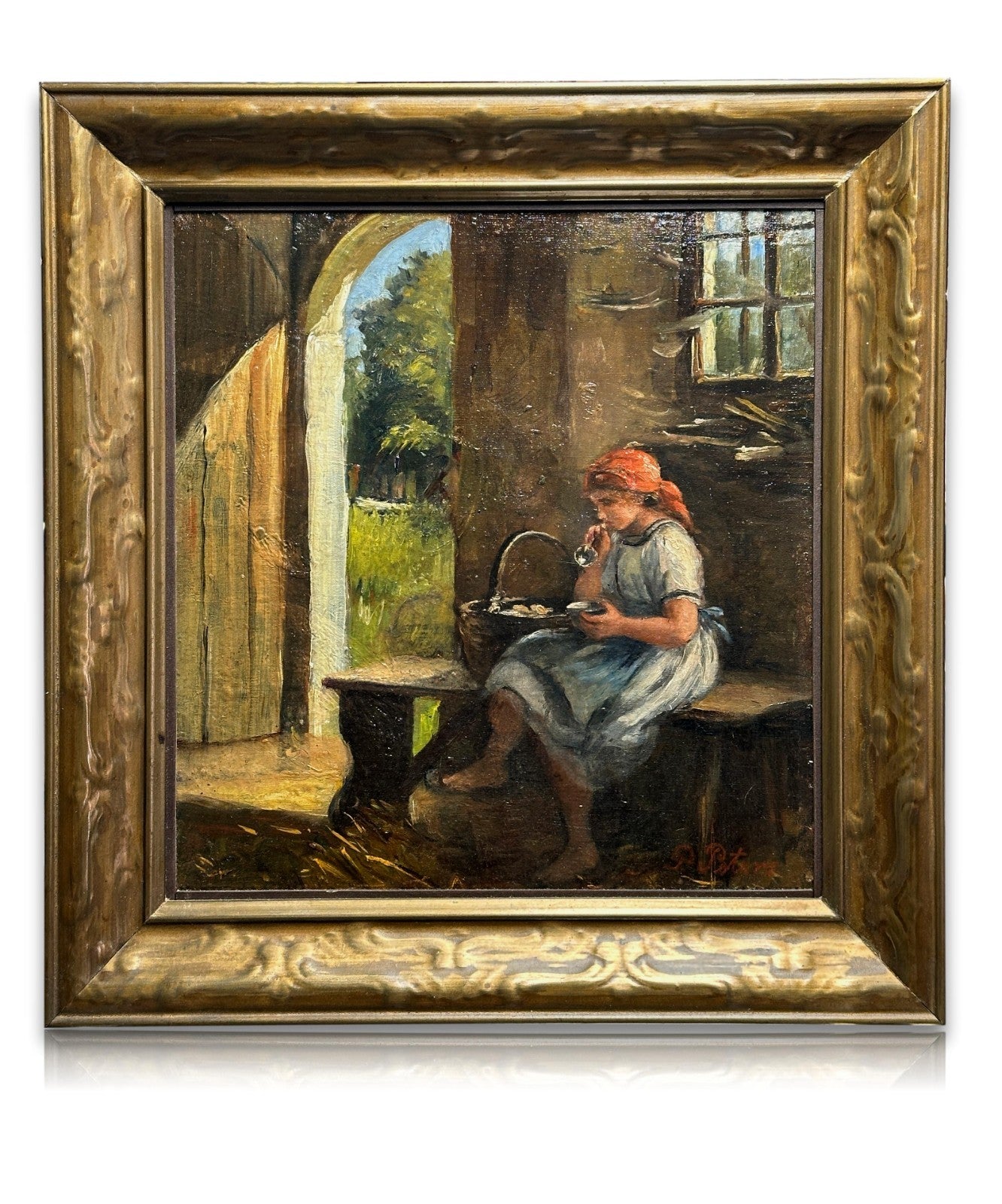 Pieter Francis Peters (1818–1903) – „Mädchen mit Seifenblase“ – Öl auf Leinwand0