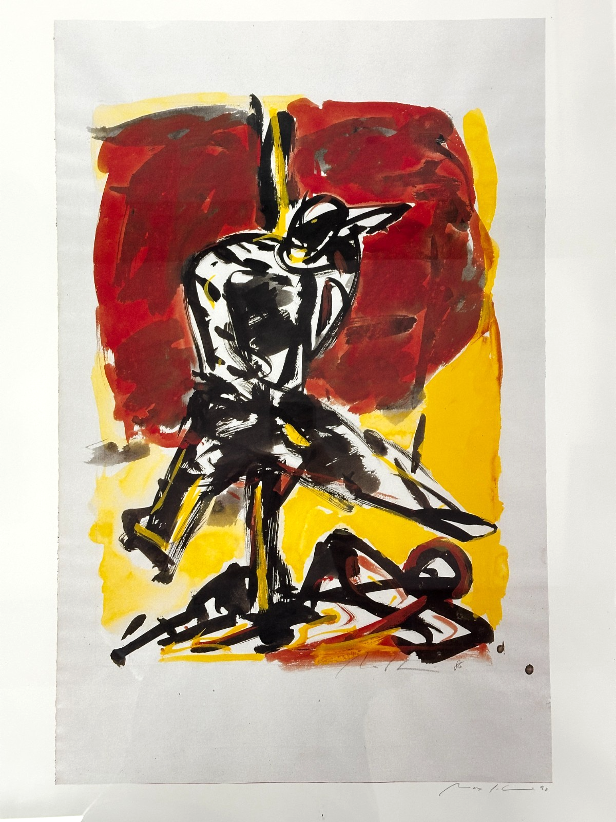 Expressive Figur – Mischtechnik auf Papier – 1986 – gestisch und kraftvoll1