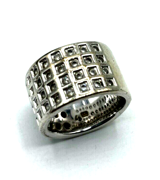 925 Silber Ring Silberring Bandring üppiger Zirkonia Besatz Ø 17,8mm RG56 massiv0