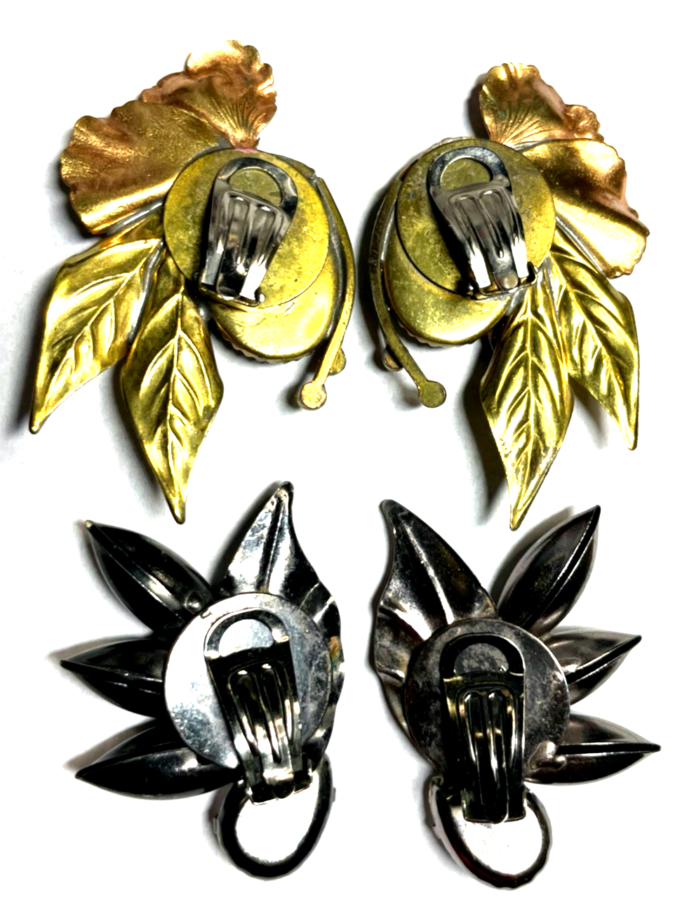 Vintage 80er Jahre Statement 2x Ohrclips Clips stattlich Modeschmuck Motto Party4