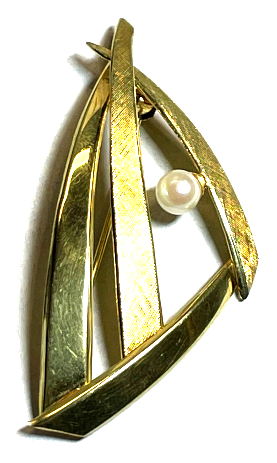 Vintage G*K Kutroff 333 Gold 8 K Gold Brosche Anstecknadel mit Akoya Perle gepfl5