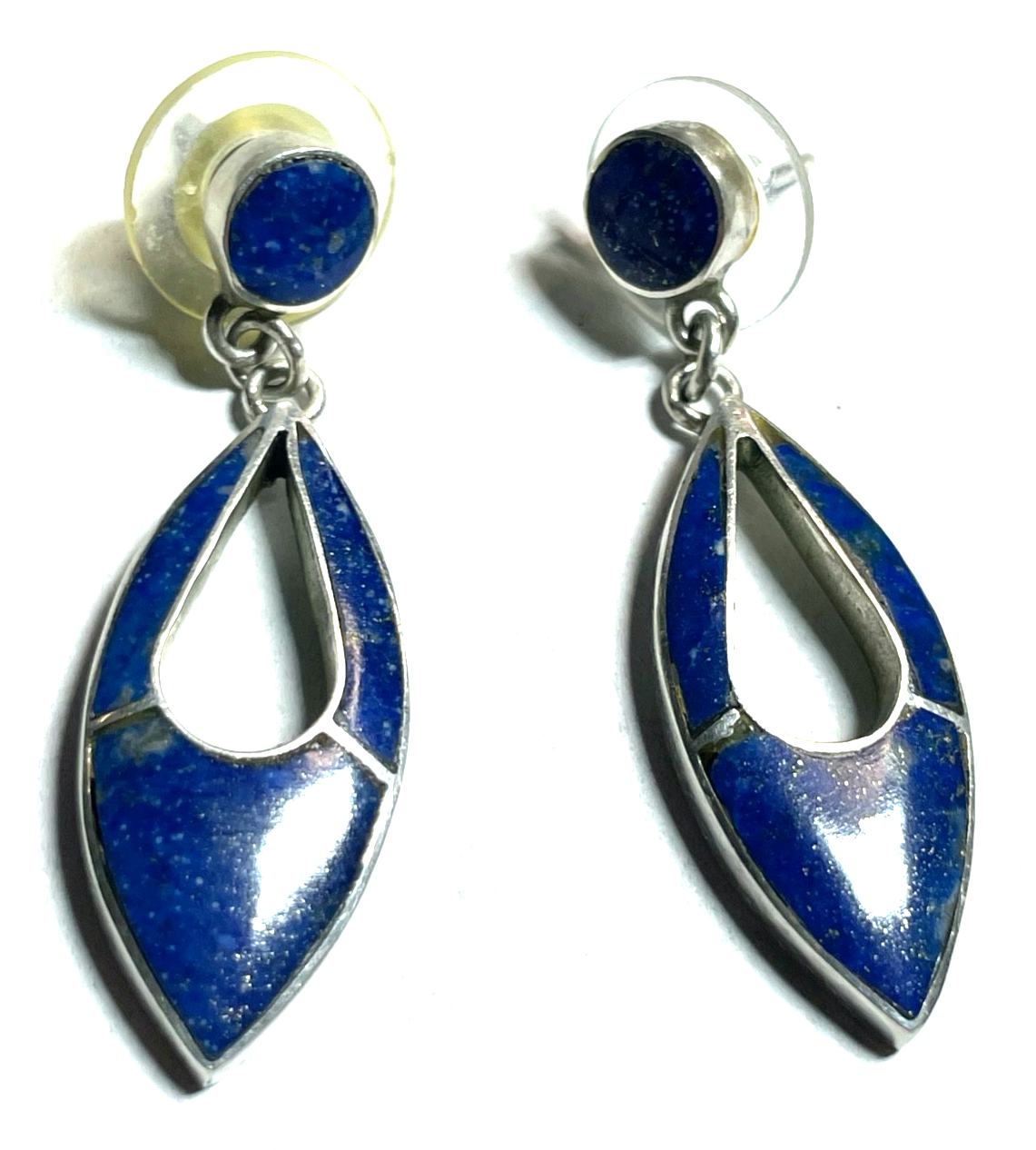 950 Silber Ohrringe Ohrhänger mit echtem Lapislazuli  L 45 B 13 mm Handarbeit3