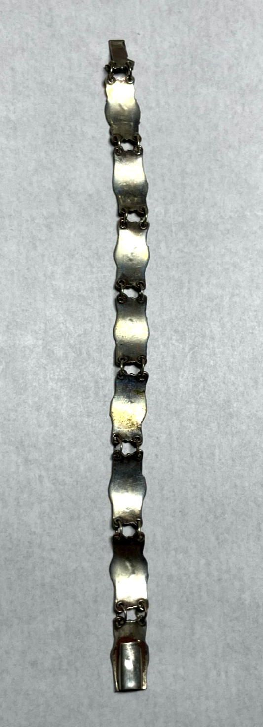 Vintage Siam Sterling Armband rote Emaille Technik feines Dekor gepfl. L 16 cm6
