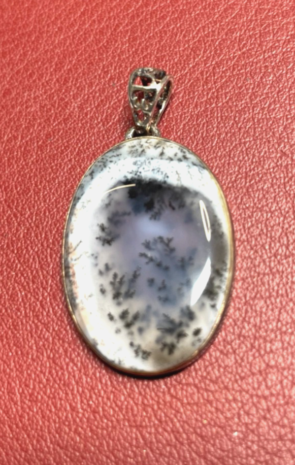 925 Silber Anhänger mit Dendritenachat Weiß Lavendel Schwarz L 38 mm B 22 mm3
