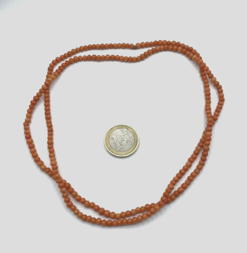 Antik Korallenkette lachsfarbig Lachskoralle L 82cm Endloskette Ø4 mm Kugelkette5