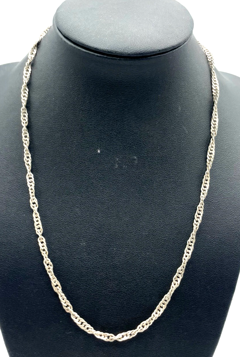 Solide 925 Silberkette Design Singapur Kordelkette gedreht L 46 cm B 4 mm unisex0