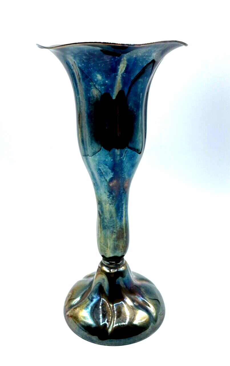 Antik 835 Silber Vase formschöner Kelch Halbmond Krone Löwe Punzen H 24 cm topp0
