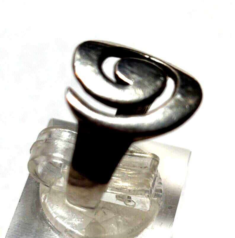 Vintage solider 925 Silber Ring Spirale Muster Ø 17 mm RG 53 Handarbeit gepflegt2