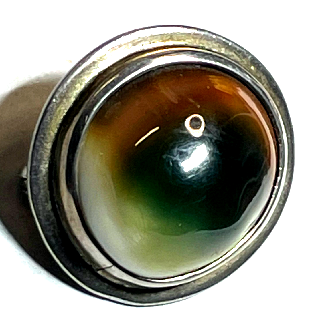 Vintage Rarität Operculum Augenachat Brosche Anstecknadel in Silber Nr. 1 gepfl.7