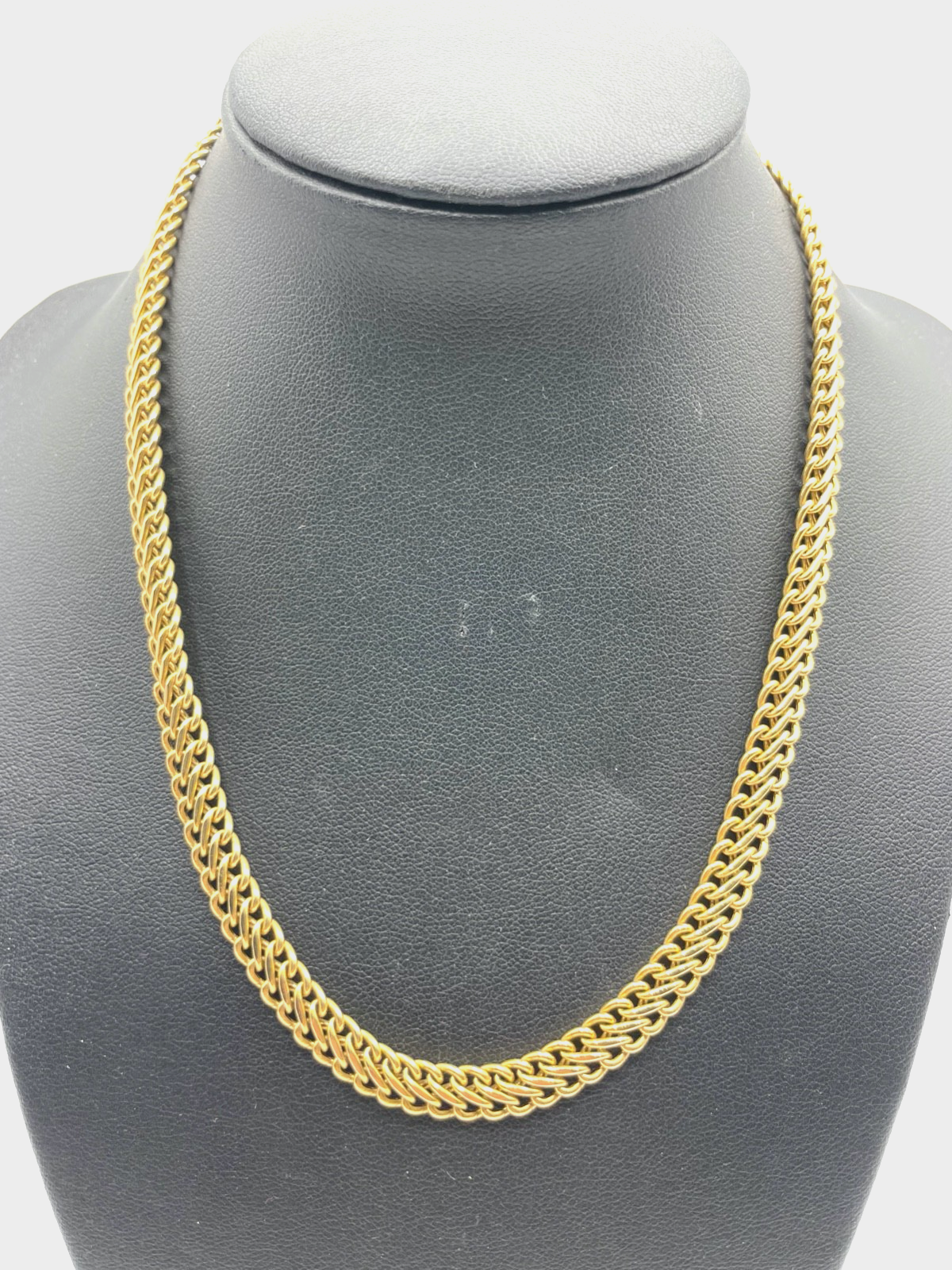 585 Gold 14 K Gelbgold Kette doppelte Panzerkette Collier L 43 cm B 7 mm gepfl.0