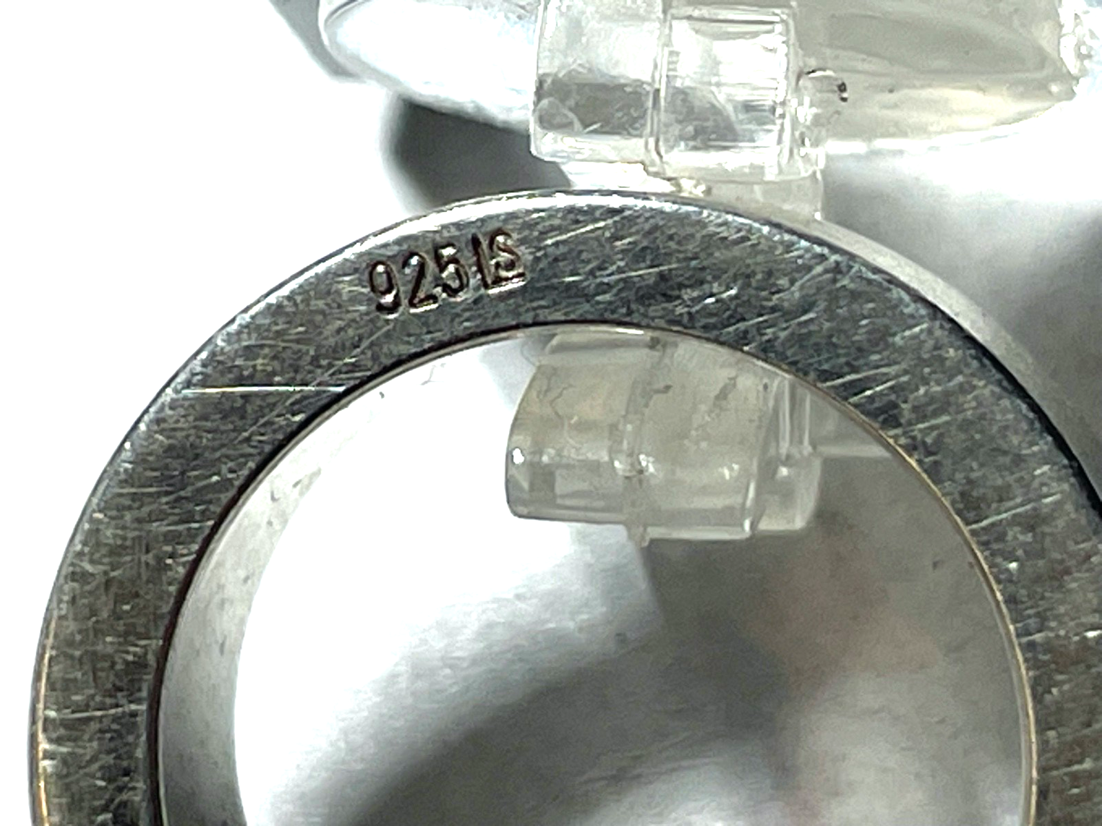 925 Silber Designer Ring Bandring mit orange Granat massiv gebürstet RG 53 Ø16,84