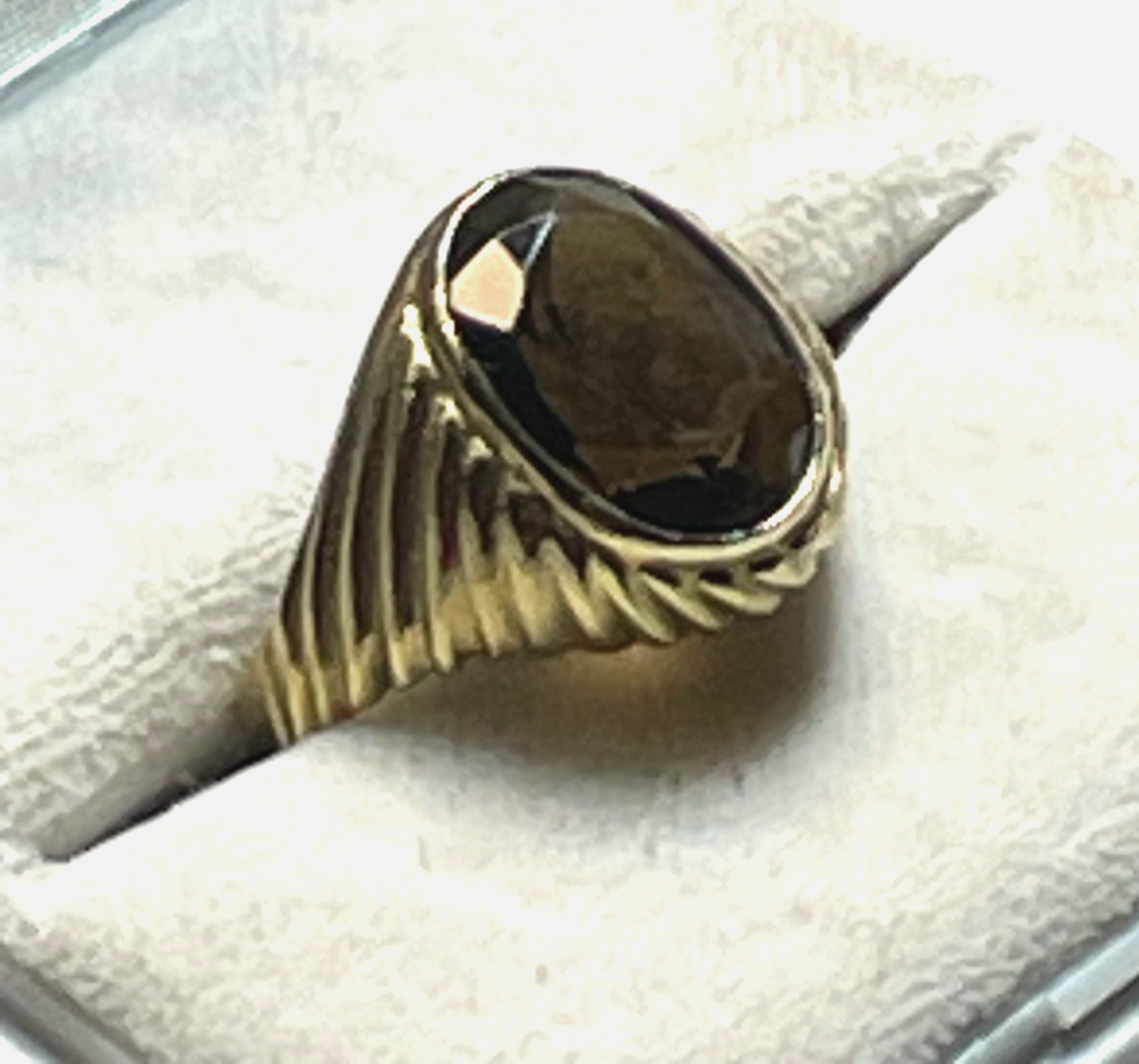 Vintage 333 Gold 8 K Rauchquarz Ring Ø 17 mm RG 53 Juwelier Qualität sehr gepfl.1