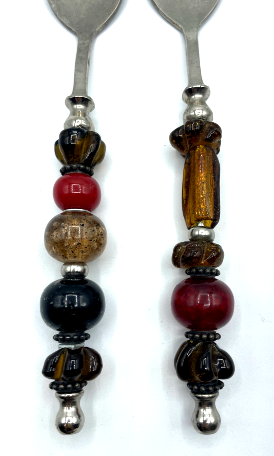 Dekoratives Salatbesteck vintage original 70er J versilbert Glas Kunststoff Mix2
