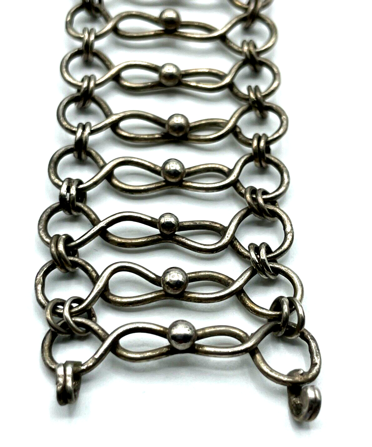 Real Vintage 70er Jahre 925 Silber Design Armband Handarbeit L 19 cm B 32 mm2
