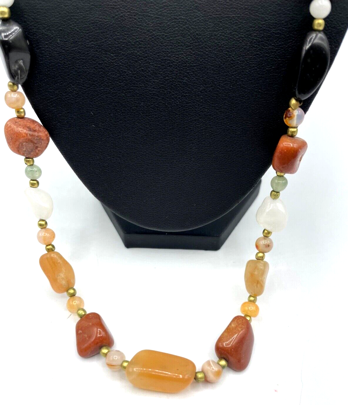 Aparte vintage Edelstein Kette Halbedelsteine im Mix Nuggets L 69,5 cm Nr. 22