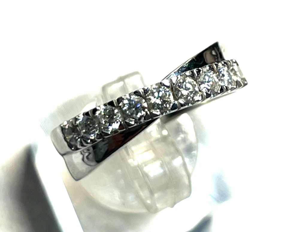 Solider Weißgold 585 Gold 14 K Ring 9 Brillanten 1,0ct. Ø 17,8 mm RG 56 Juwelier2