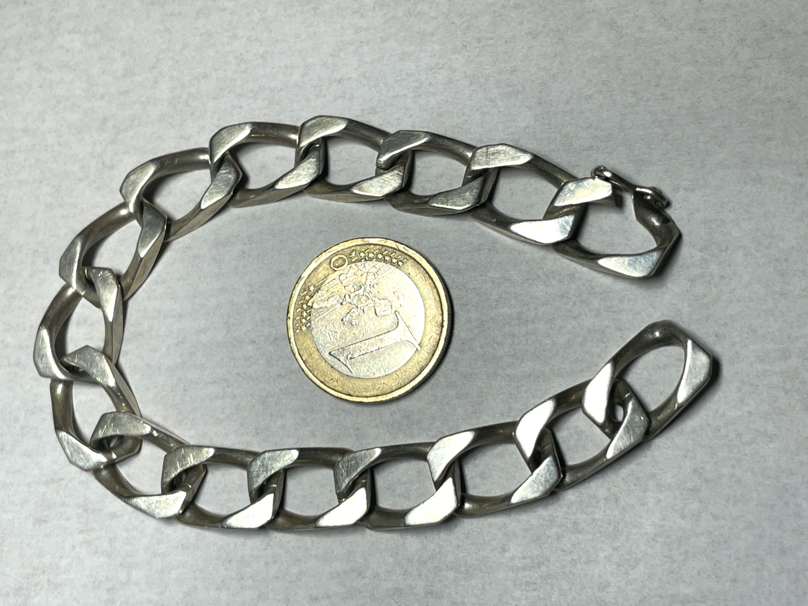 Solides vintage Panzer Armband Armkette 835 Silber L 21 cm B 11,5 mm unisex gepf1