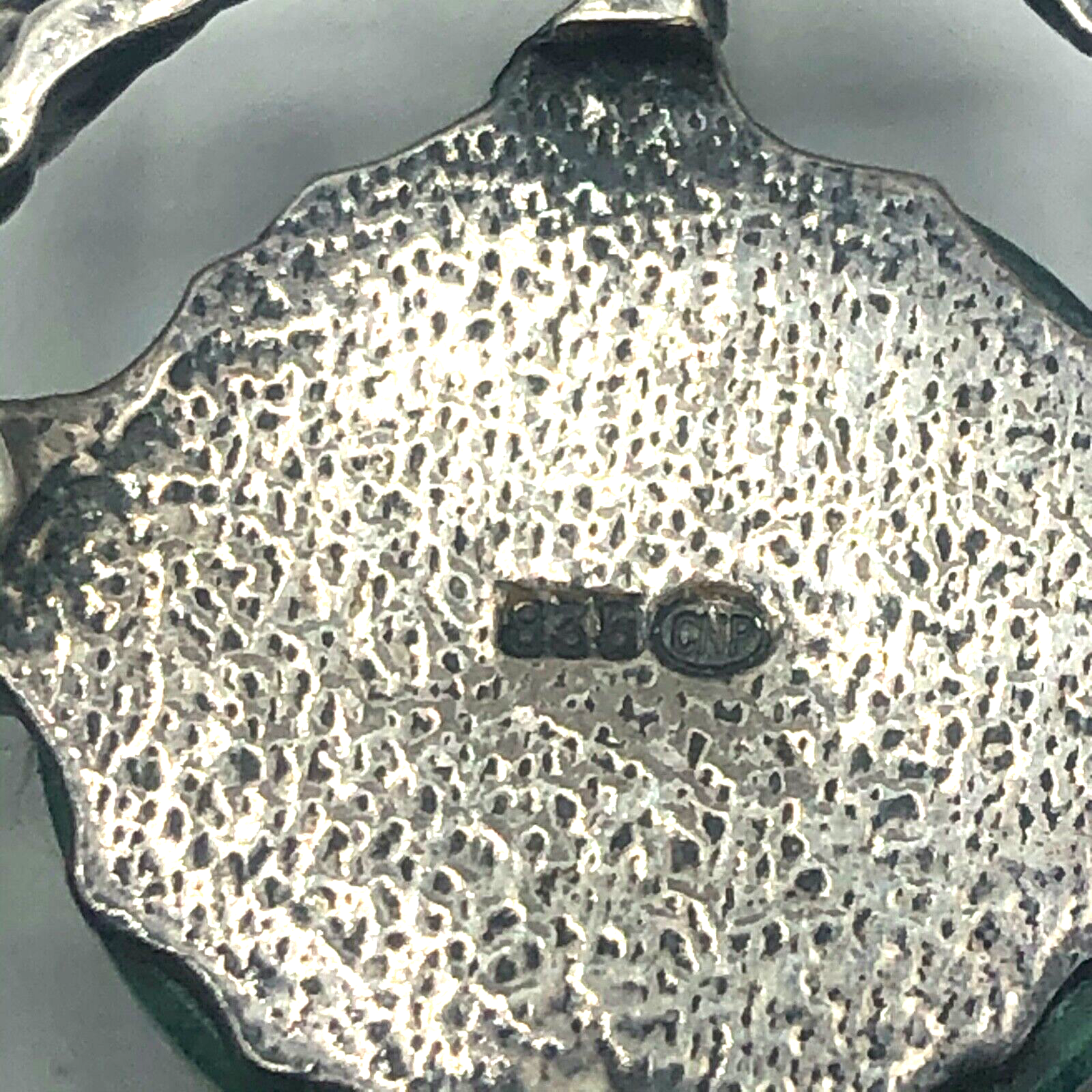 Designer CNP 835 Silber Anhänger Malachit Cabochon Modernist Brutalist 70er J5