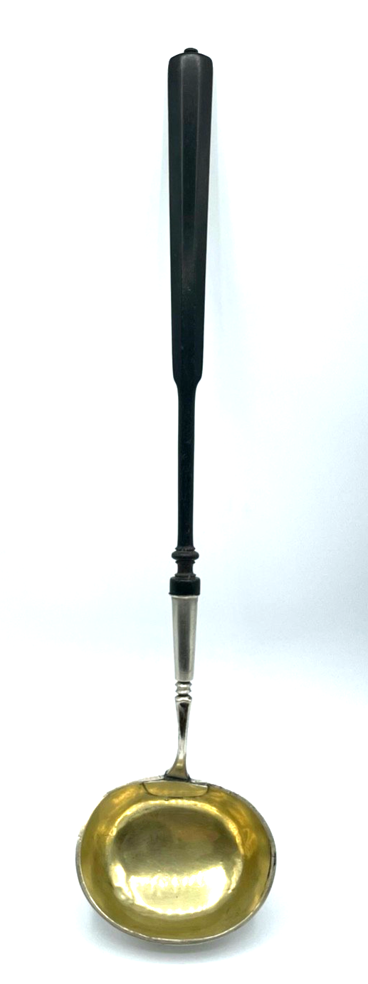 Antik Biedermeier Silber 1 Vorleger Kelle alte Punzen L 43 cm teilvergoldet Holz0