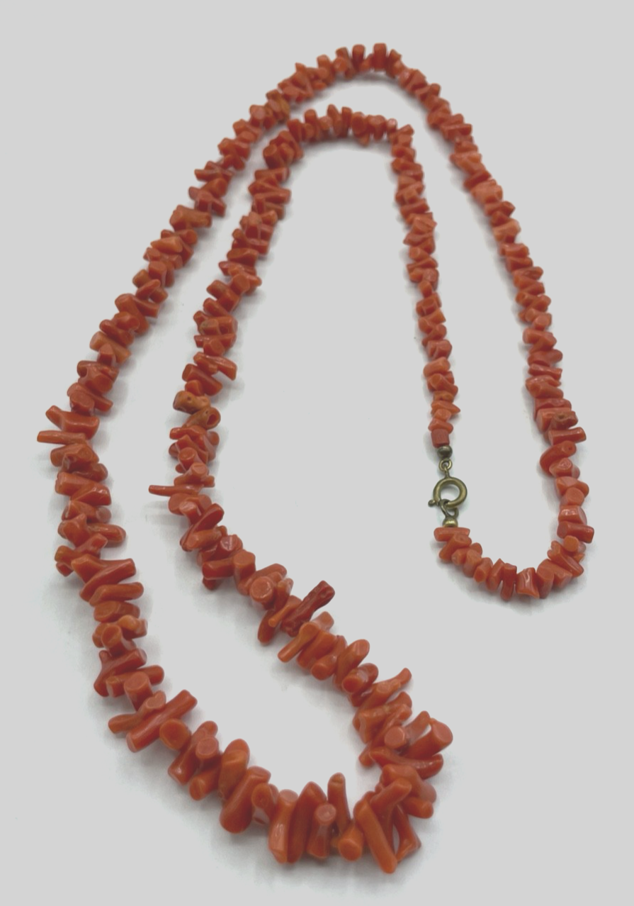 Vintage Korallenkette Stäbchen Koralle Collier Verlauf L 79 cm abgerundet Double5