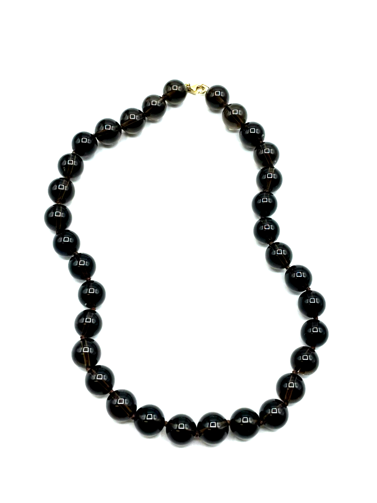 Rauchquarz Kugel Kette Collier mit 585 Gold Karabiner L 45 cm Ø 11 mm wie neu4