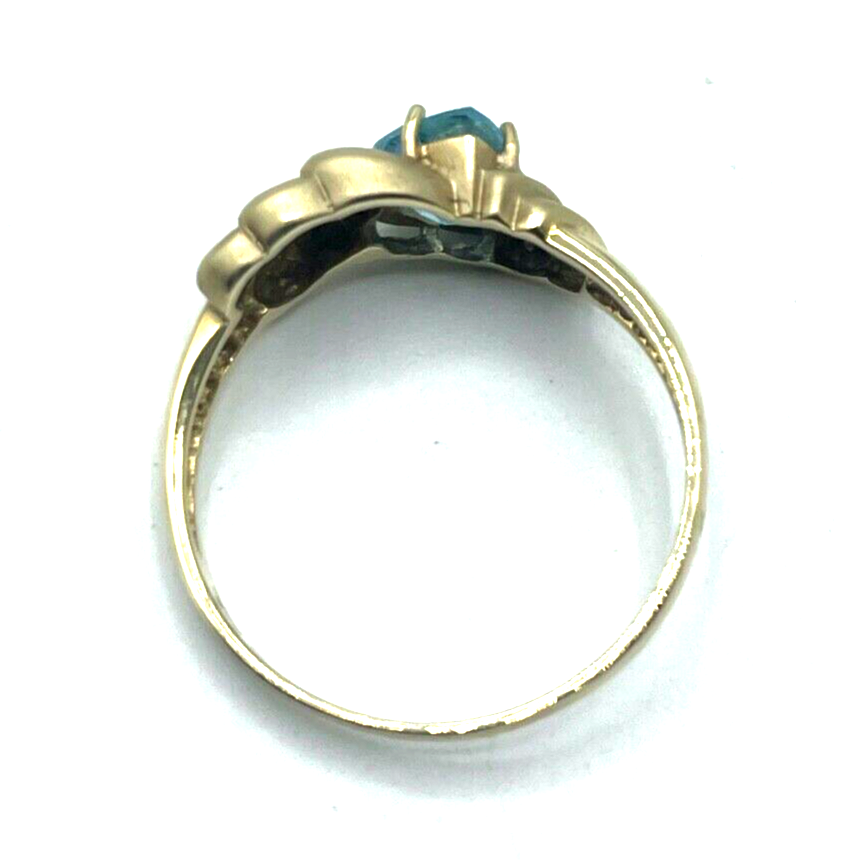 375 Gold 9 K Ring Blautopas Herz mattierte Herzen Ø 19 mm RG 60 Juwelier solide7