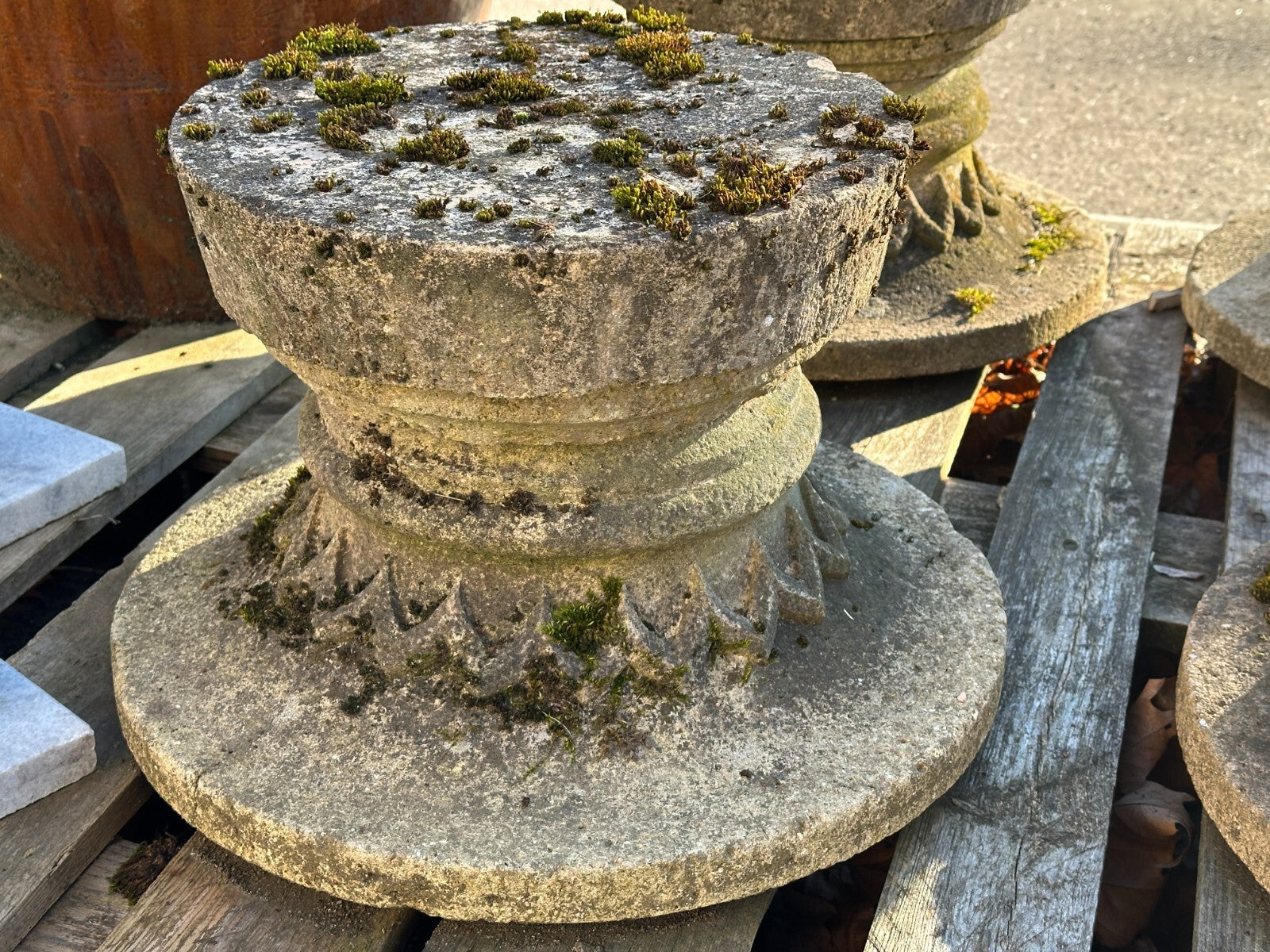 Sandstein - alte Sockel Säulensockel Basis - Patina - 5x - Gartensockel2