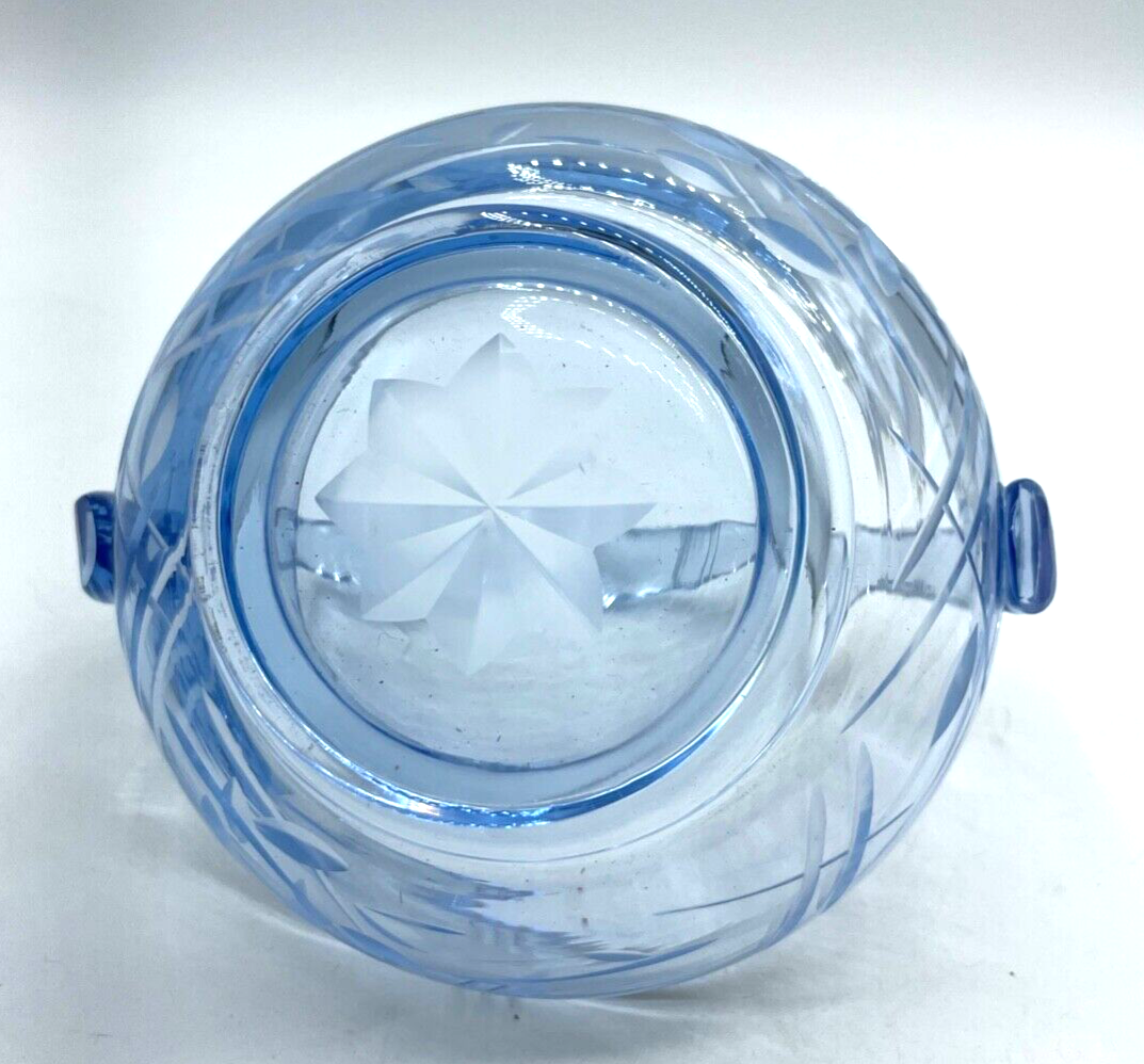 Antik hellblaues Glas Körbchen Anbietschale Konfektschale 30er Jahre mit Schliff4