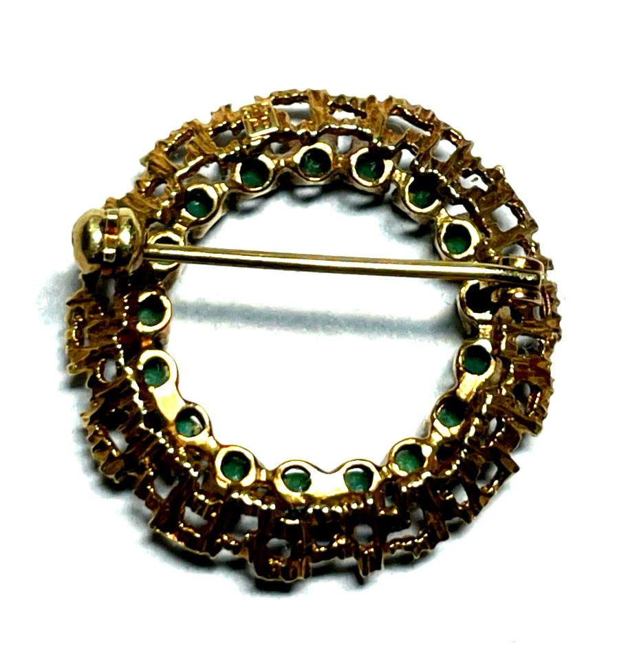 Vintage FB 585 Gold 14 K Franz Breuning Brosche Anstecknadel mit Türkis Perlen5