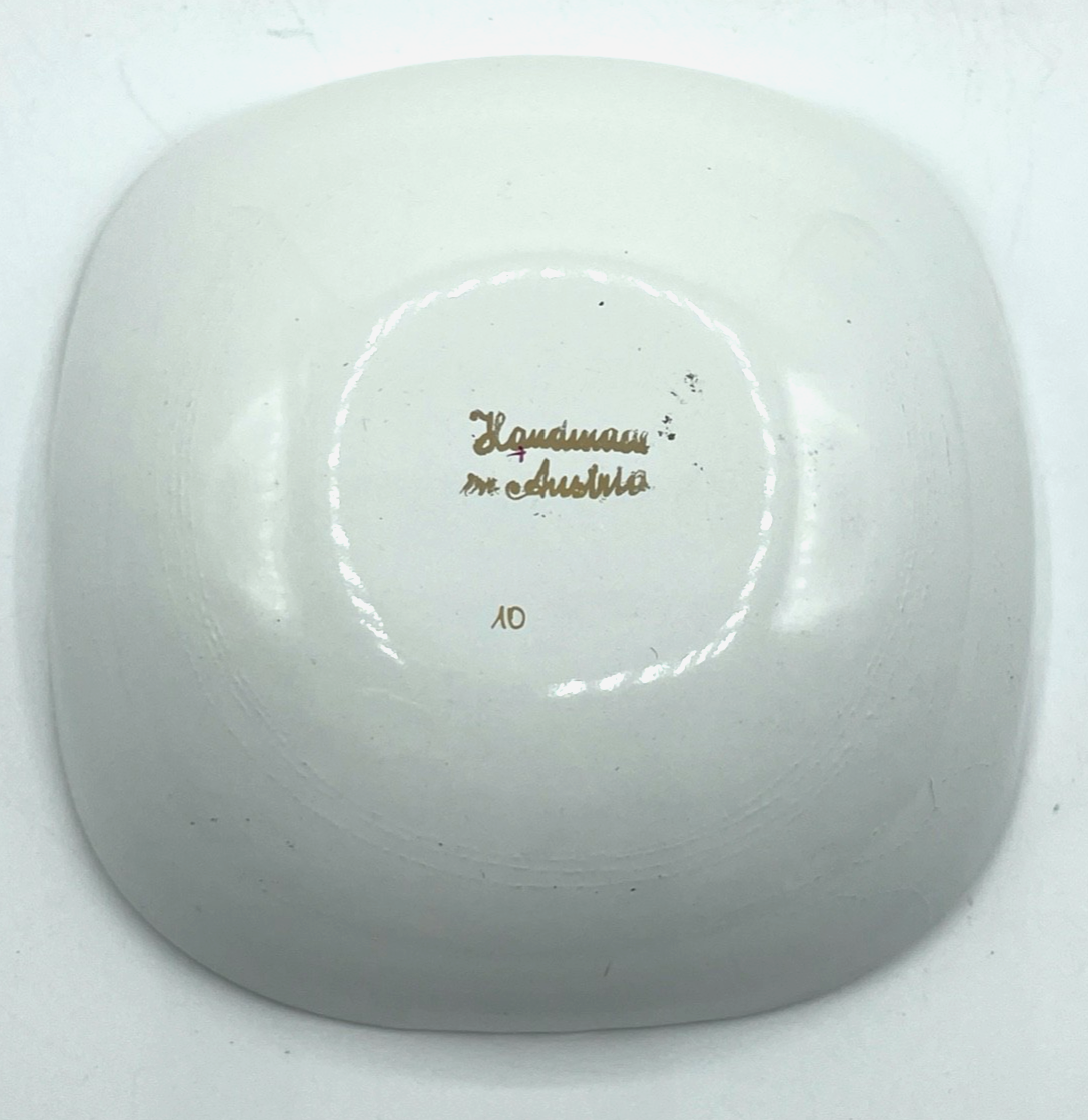 Vintage Handmade Austria Emaille auf Messing Schale 60erJ im Topzustand5