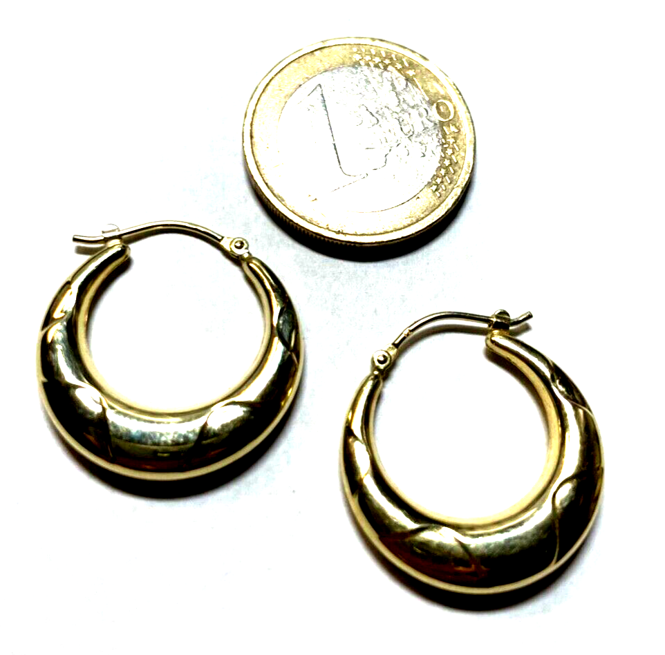 585 Gold 14 K Ohrringe Creolen mit Struktur Muster Ø 23 mm B 5 mm Juwelier gepfl1