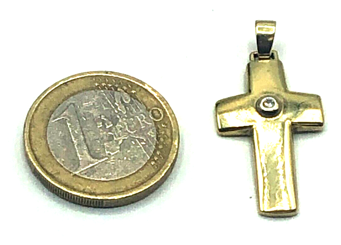 585 Gold 14 K Gelbgold Anhänger Kreuz mit kl. Brillant 0,02 Kruzifix Juwelier1