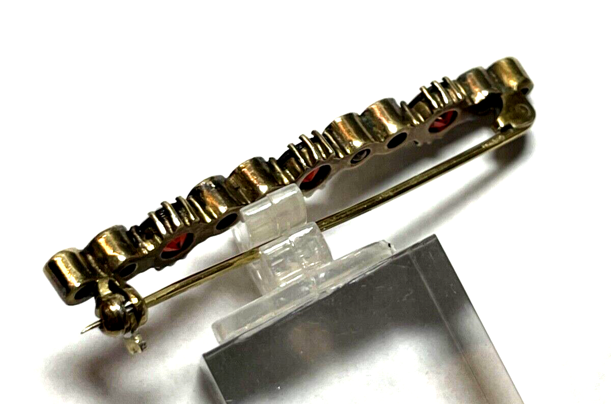 Wunderschöne antik Stabbrosche Granat Anstecknadel Golddouble L 42 mm elegant5