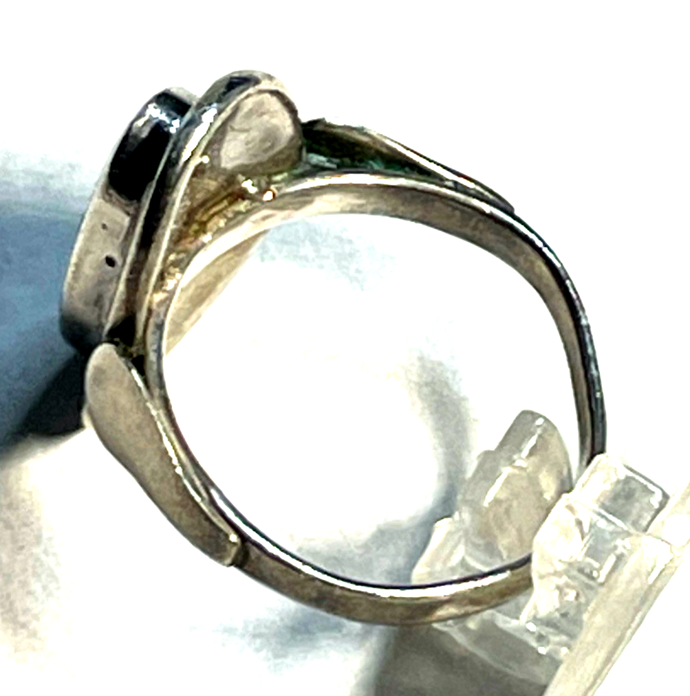 Solider 925 Silber Ring Onyx Cabochon vintage Handarbeit RG 57 Ø 18,1 mm Ethno3