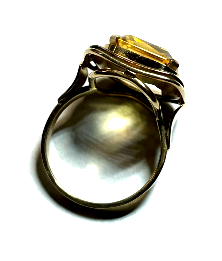 Solider 585 Gold 14 K  Ring großer Citrin Kissen Ø 16,9 mm RG 53 Juwelier gepfl.2