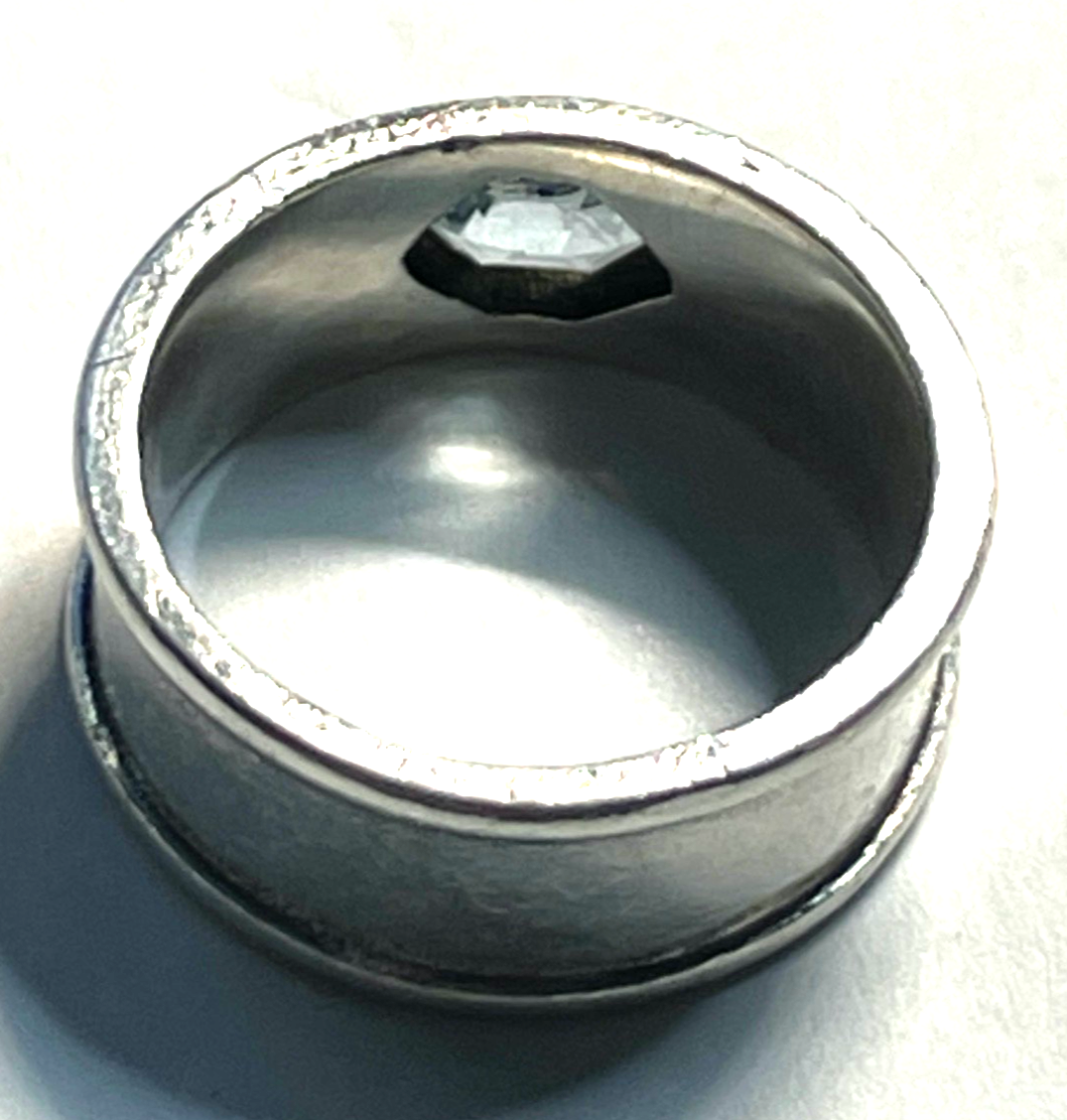 Solider 925 Silber Ring Designer Bandring mit Blautopas Handarbeit RG 55 Ø17,5mm4