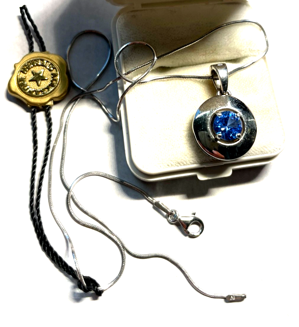 Moderner 925 Silber Clip Anhänger mit Iolith an 45,5 cm Schlangenkette Sterling0