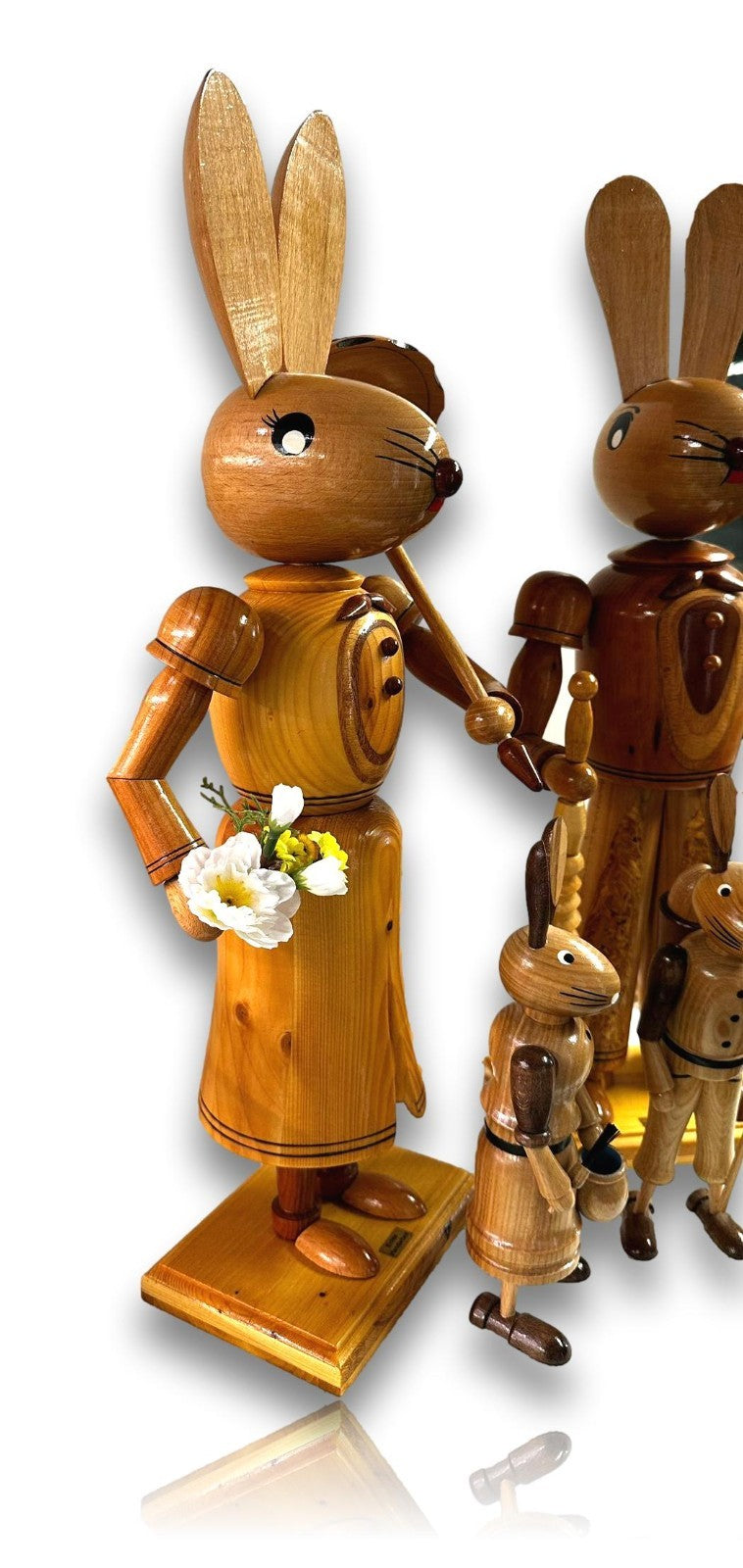 Große Hasenfamilie - 54 cm - ECHT Erzgebirge - Holzkunst Handarbeit - Osterdeko1
