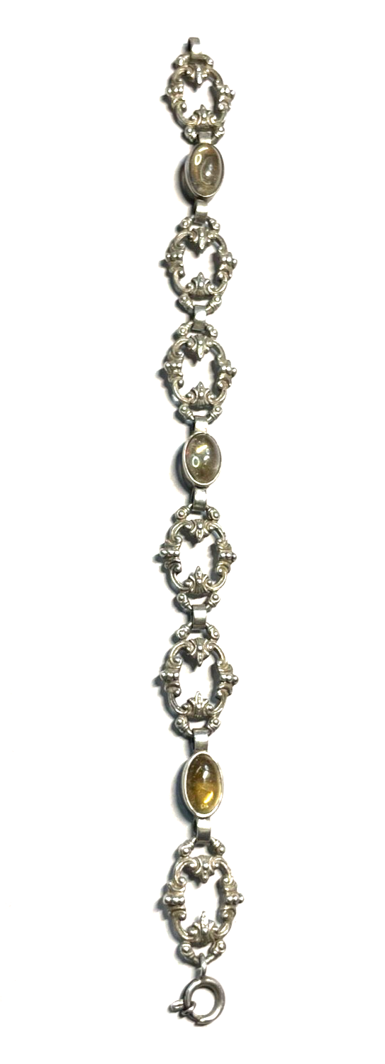 Antik Dekor Armband 835 Silber Handarbeit 3x Citrin Cabochon L 17,5 cm B 13 mm1
