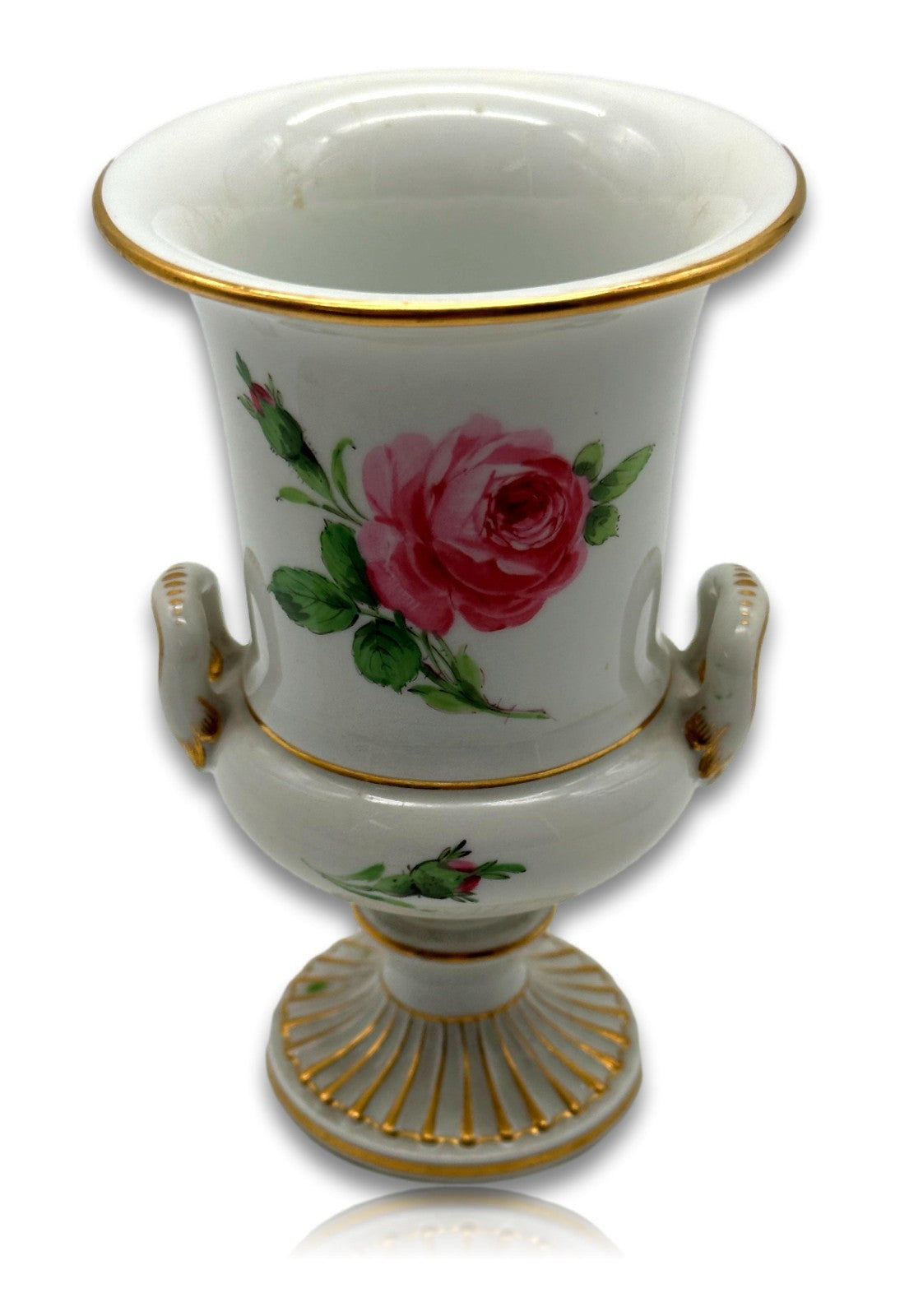 Antike Meissen Amphorenvase um 1900 – Handbemalt mit Rosen & Goldstaffage1