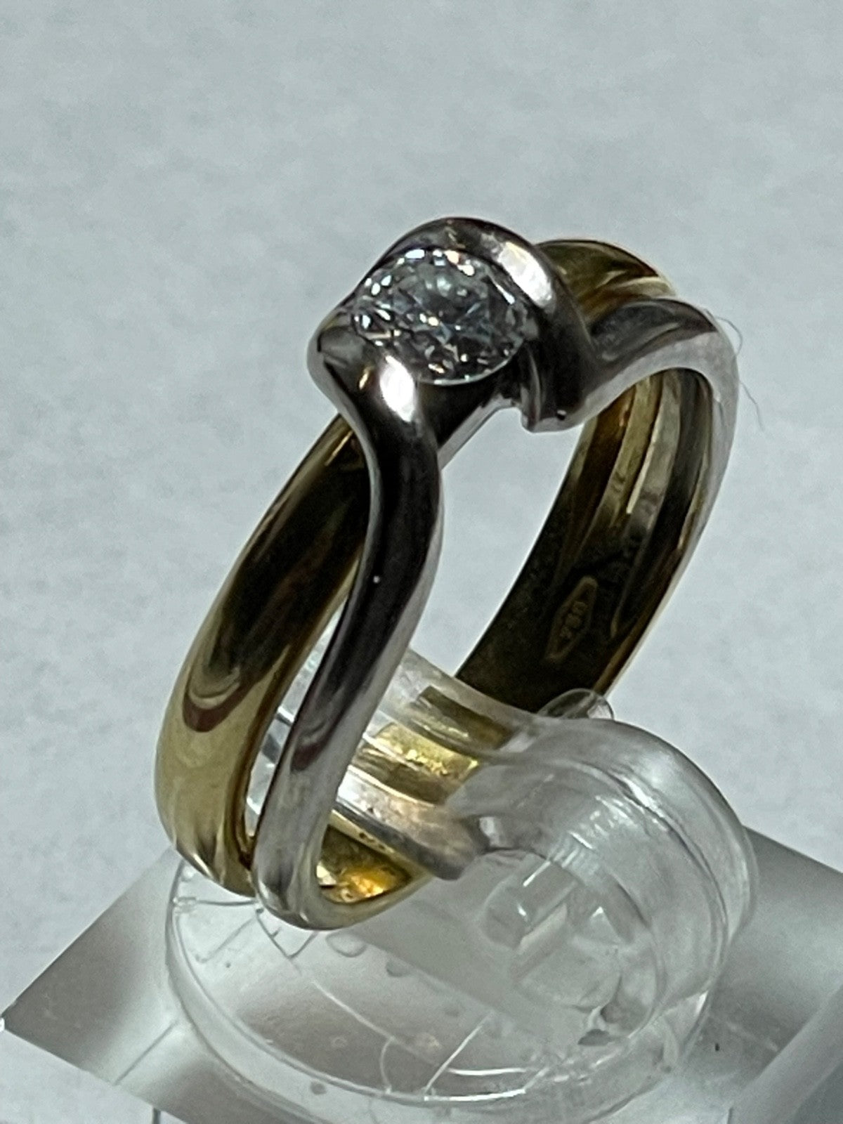 750 Gold 18 K Ring Solitär Brillant 0,5ct bicolor solide Juwelier Qualität RG 5410