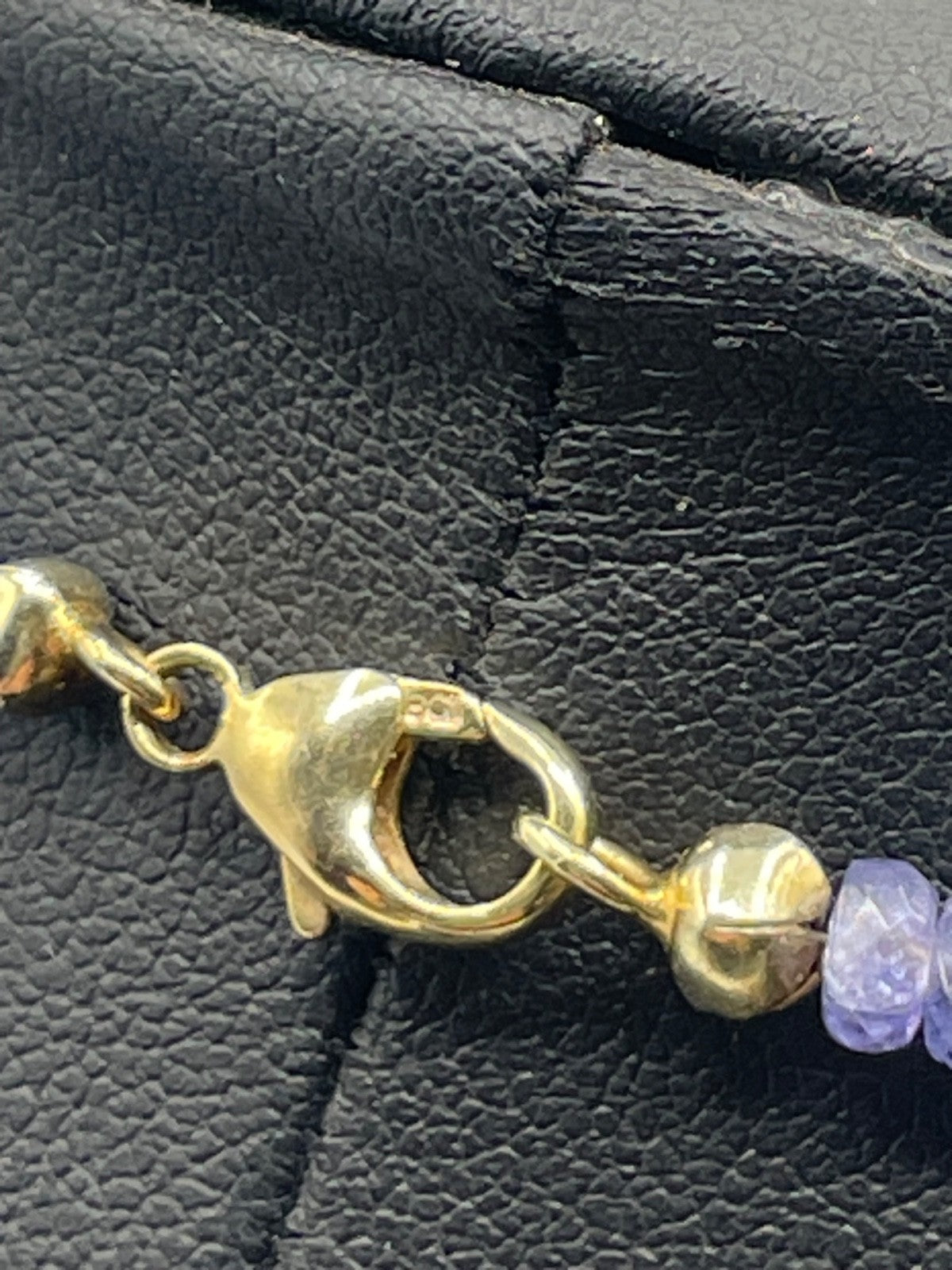 BCI 585 Gold 14 K Tansanit facettiert Kette Halskette L 45,5 cm im Verlauf gepfl4