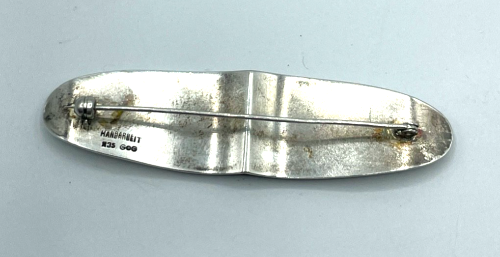 Antik 835 Silber Brosche 20er J Anstecknadel Wiener Gravur Handarbeit GOG Punze4