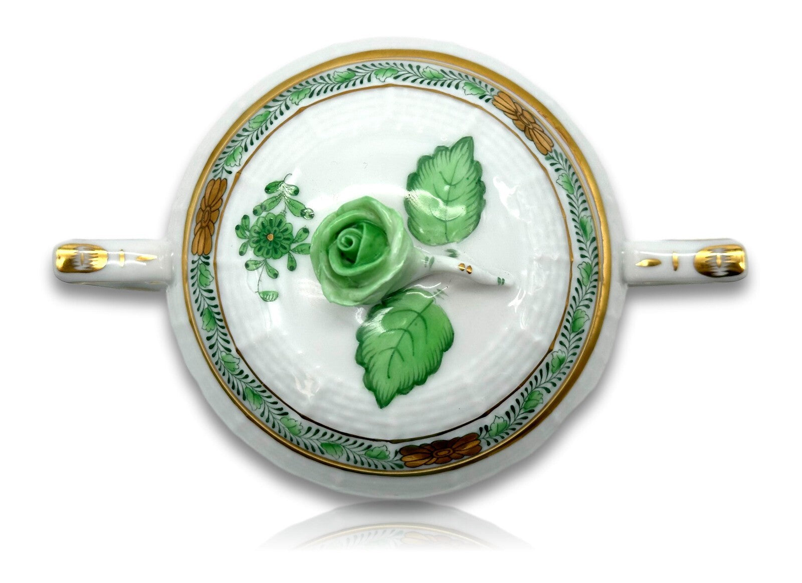 Herend 665 AV - Zuckerdose - Porzellan - Apponyi Green - Handbemalt - Ungarn8